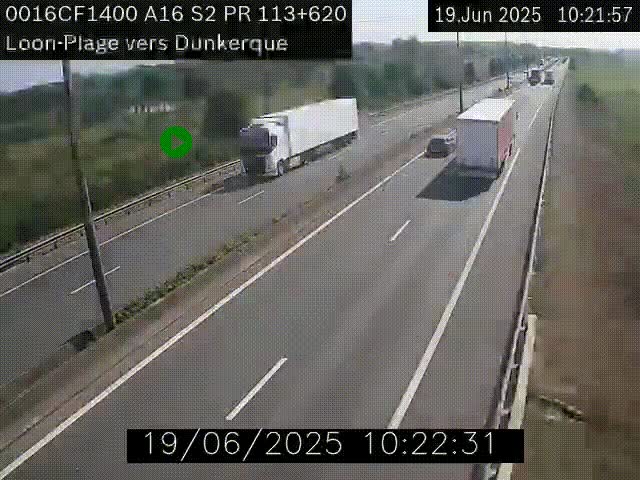 <h2>Webcam autoroute A16 à hauteur de Loon-Plage. Vue orientée vers Dunkerque et la Belgique.</h2>