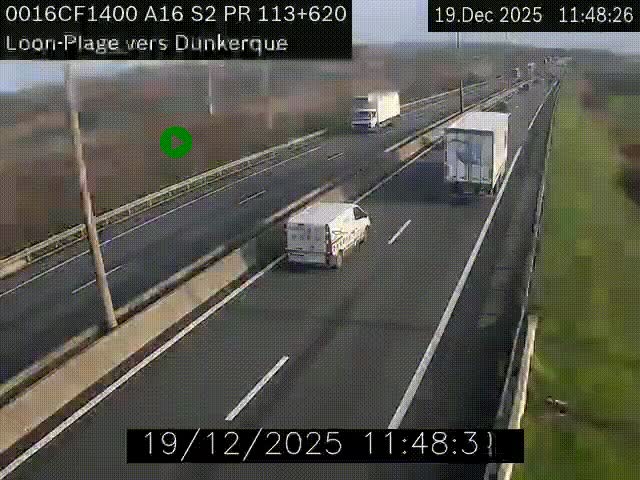 <h2>Webcam autoroute A16 à hauteur de Loon-Plage. Vue orientée vers Dunkerque et la Belgique.</h2>