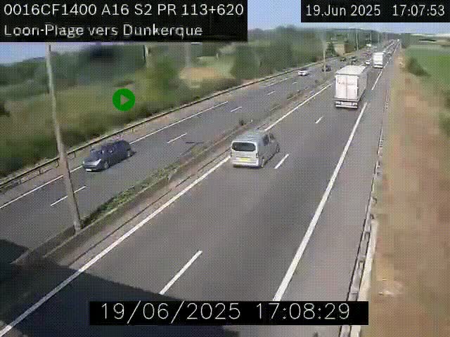 <h2>Webcam autoroute A16 à hauteur de Loon-Plage. Vue orientée vers Dunkerque et la Belgique.</h2>