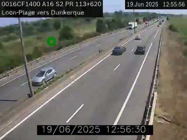 <h2>Webcam autoroute A16 à hauteur de Loon-Plage. Vue orientée vers Dunkerque et la Belgique.</h2>