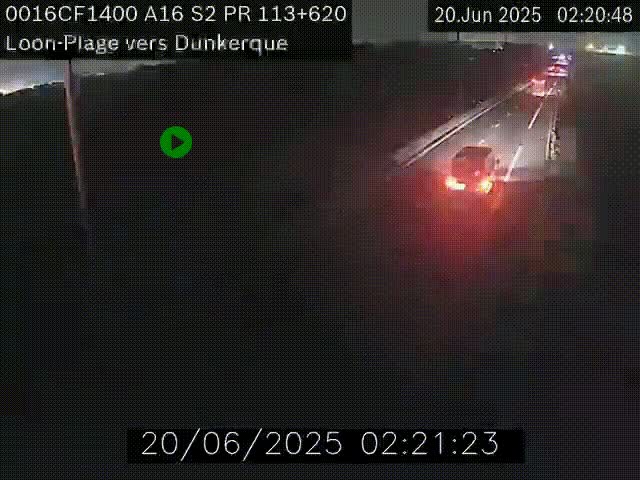 <h2>Webcam autoroute A16 à hauteur de Loon-Plage. Vue orientée vers Dunkerque et la Belgique.</h2>
