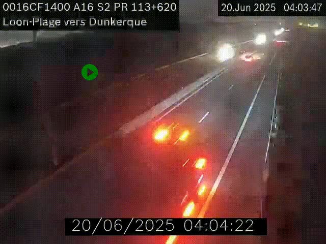 <h2>Webcam autoroute A16 à hauteur de Loon-Plage. Vue orientée vers Dunkerque et la Belgique.</h2>
