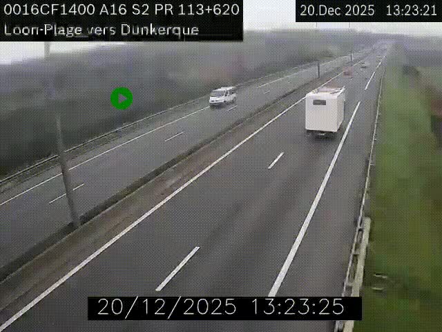 <h2>Webcam autoroute A16 à hauteur de Loon-Plage. Vue orientée vers Dunkerque et la Belgique.</h2>