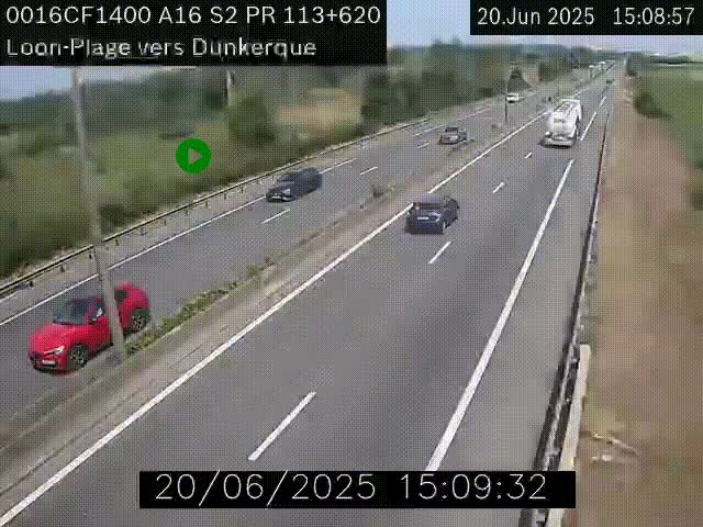 <h2>Webcam autoroute A16 à hauteur de Loon-Plage. Vue orientée vers Dunkerque et la Belgique.</h2>