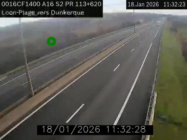 <h2>Webcam autoroute A16 à hauteur de Loon-Plage. Vue orientée vers Dunkerque et la Belgique.</h2>