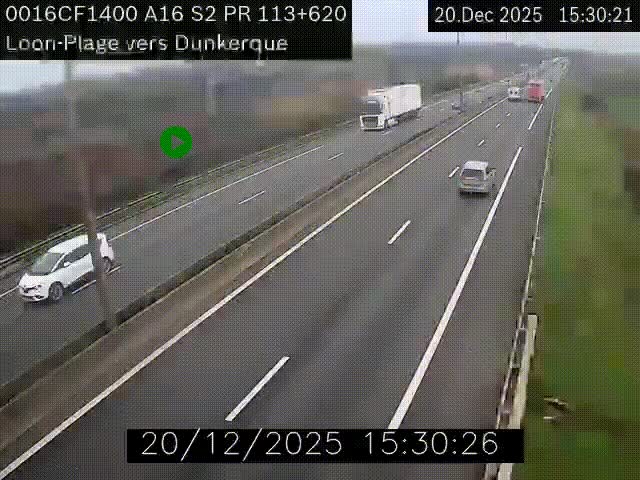 <h2>Webcam autoroute A16 à hauteur de Loon-Plage. Vue orientée vers Dunkerque et la Belgique.</h2>