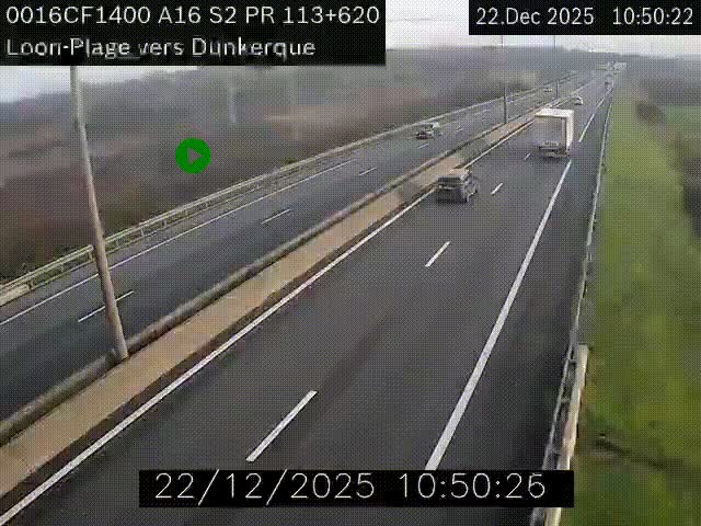 <h2>Webcam autoroute A16 à hauteur de Loon-Plage. Vue orientée vers Dunkerque et la Belgique.</h2>