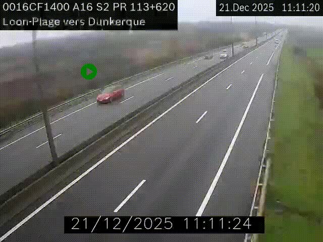 <h2>Webcam autoroute A16 à hauteur de Loon-Plage. Vue orientée vers Dunkerque et la Belgique.</h2>