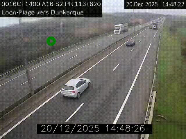 <h2>Webcam autoroute A16 à hauteur de Loon-Plage. Vue orientée vers Dunkerque et la Belgique.</h2>