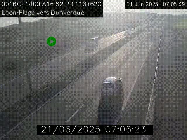 <h2>Webcam autoroute A16 à hauteur de Loon-Plage. Vue orientée vers Dunkerque et la Belgique.</h2>