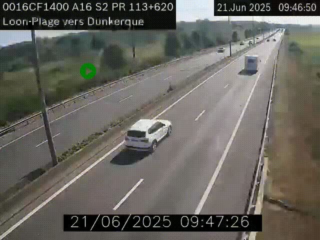 <h2>Webcam autoroute A16 à hauteur de Loon-Plage. Vue orientée vers Dunkerque et la Belgique.</h2>