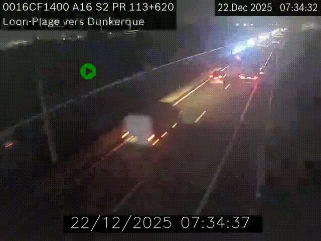 <h2>Webcam autoroute A16 à hauteur de Loon-Plage. Vue orientée vers Dunkerque et la Belgique.</h2>