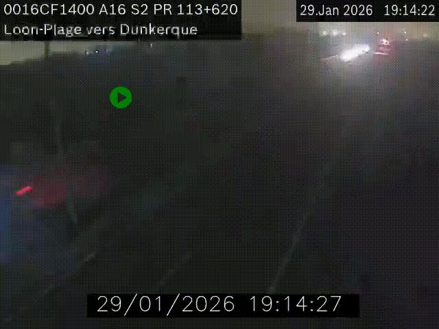 Webcam autoroute A16 à hauteur de Loon-Plage. Vue orientée vers Dunkerque et la Belgique.