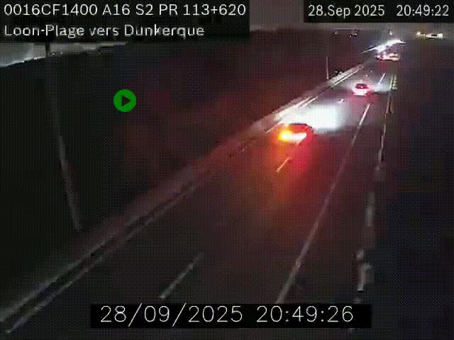 Webcam autoroute A16 à hauteur de Loon-Plage. Vue orientée vers Dunkerque et la Belgique.