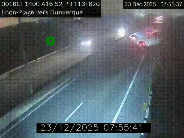 <h2>Webcam autoroute A16 à hauteur de Loon-Plage. Vue orientée vers Dunkerque et la Belgique.</h2>