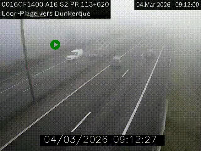 Webcam autoroute A16 à hauteur de Loon-Plage. Vue orientée vers Dunkerque et la Belgique.
