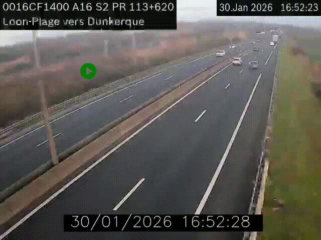 <h2>Webcam autoroute A16 à hauteur de Loon-Plage. Vue orientée vers Dunkerque et la Belgique.</h2>