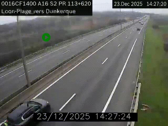 <h2>Webcam autoroute A16 à hauteur de Loon-Plage. Vue orientée vers Dunkerque et la Belgique.</h2>