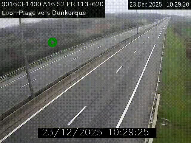 <h2>Webcam autoroute A16 à hauteur de Loon-Plage. Vue orientée vers Dunkerque et la Belgique.</h2>