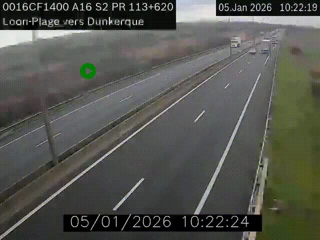 <h2>Webcam autoroute A16 à hauteur de Loon-Plage. Vue orientée vers Dunkerque et la Belgique.</h2>