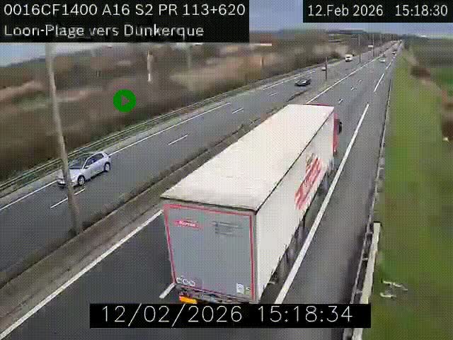 <h2>Webcam autoroute A16 à hauteur de Loon-Plage. Vue orientée vers Dunkerque et la Belgique.</h2>