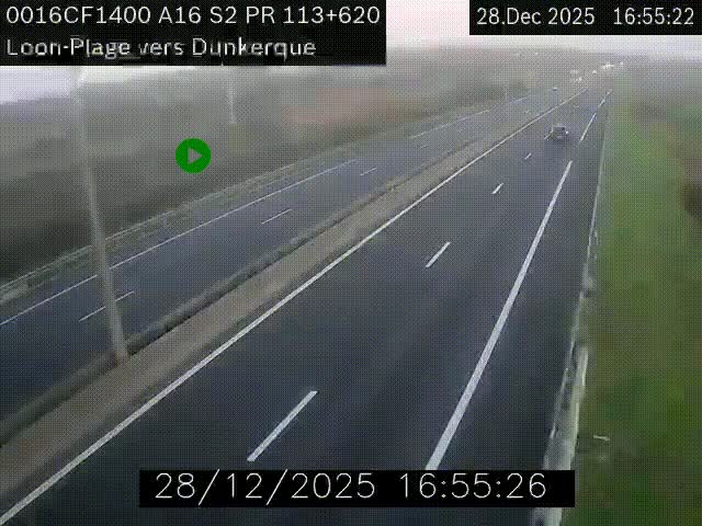 Webcam autoroute A16 à hauteur de Loon-Plage. Vue orientée vers Dunkerque et la Belgique.