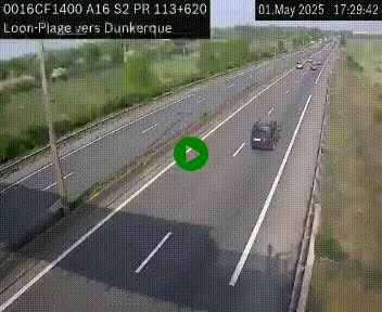 Webcam autoroute A16 à hauteur de Loon-Plage. Vue orientée vers Dunkerque et la Belgique.