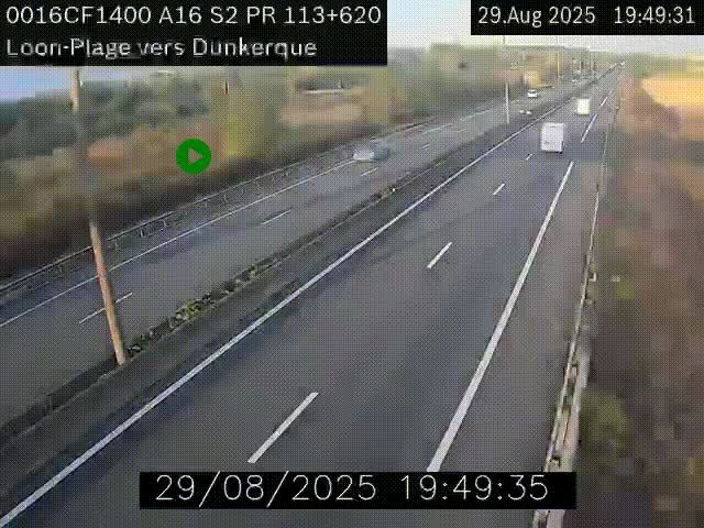 <h2>Webcam autoroute A16 à hauteur de Loon-Plage. Vue orientée vers Dunkerque et la Belgique.</h2>