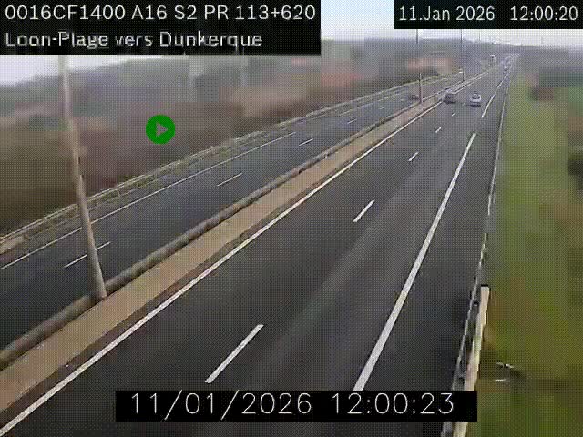 <h2>Webcam autoroute A16 à hauteur de Loon-Plage. Vue orientée vers Dunkerque et la Belgique.</h2>