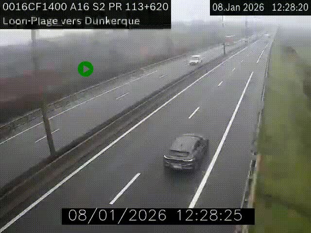 <h2>Webcam autoroute A16 à hauteur de Loon-Plage. Vue orientée vers Dunkerque et la Belgique.</h2>
