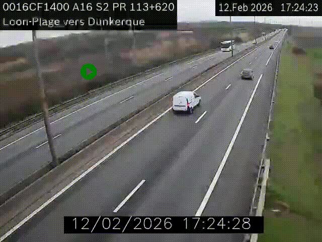 Webcam autoroute A16 à hauteur de Loon-Plage. Vue orientée vers Dunkerque et la Belgique.
