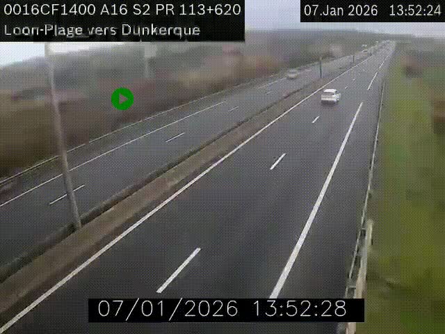 <h2>Webcam autoroute A16 à hauteur de Loon-Plage. Vue orientée vers Dunkerque et la Belgique.</h2>