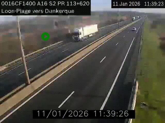 <h2>Webcam autoroute A16 à hauteur de Loon-Plage. Vue orientée vers Dunkerque et la Belgique.</h2>