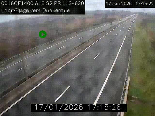 <h2>Webcam autoroute A16 à hauteur de Loon-Plage. Vue orientée vers Dunkerque et la Belgique.</h2>