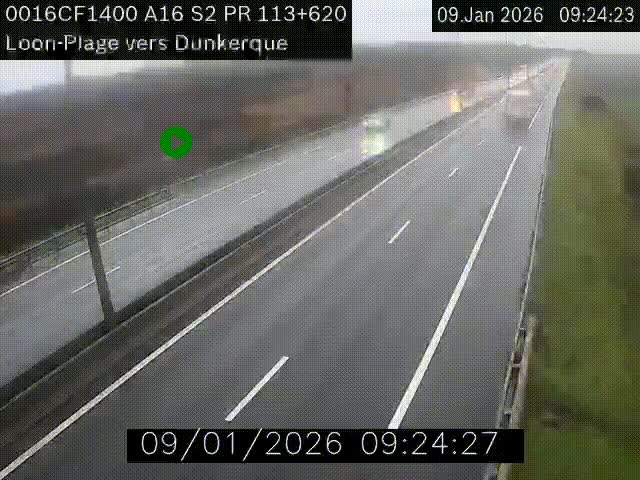 <h2>Webcam autoroute A16 à hauteur de Loon-Plage. Vue orientée vers Dunkerque et la Belgique.</h2>