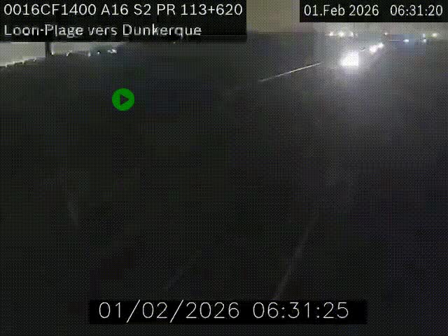 <h2>Webcam autoroute A16 à hauteur de Loon-Plage. Vue orientée vers Dunkerque et la Belgique.</h2>