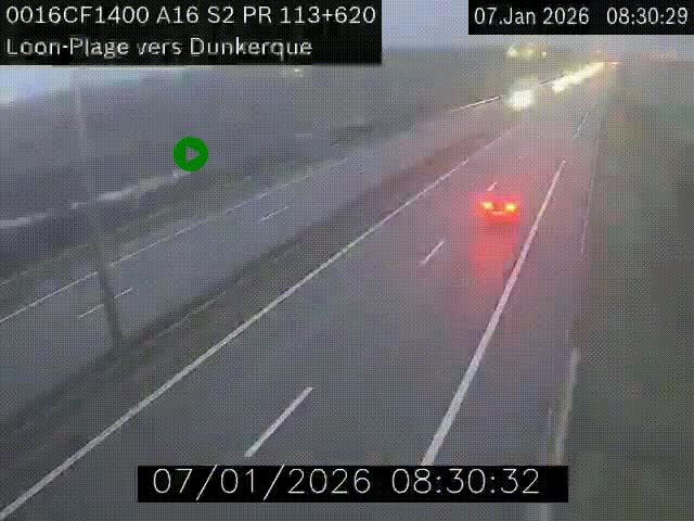 <h2>Webcam autoroute A16 à hauteur de Loon-Plage. Vue orientée vers Dunkerque et la Belgique.</h2>