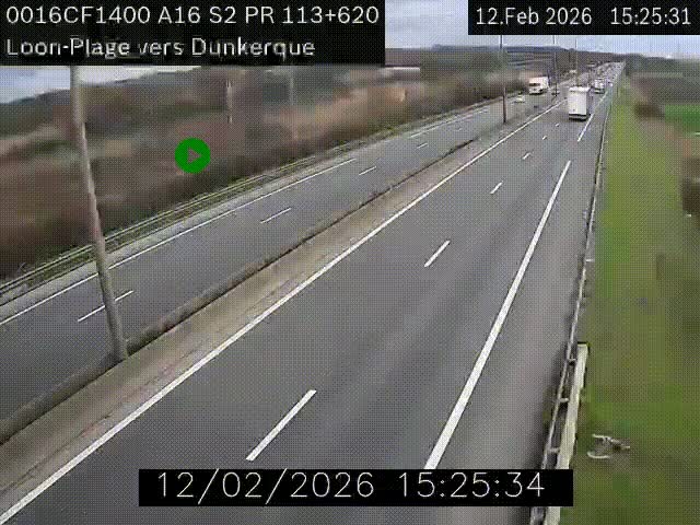 <h2>Webcam autoroute A16 à hauteur de Loon-Plage. Vue orientée vers Dunkerque et la Belgique.</h2>