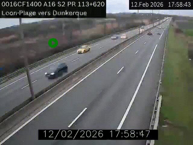 <h2>Webcam autoroute A16 à hauteur de Loon-Plage. Vue orientée vers Dunkerque et la Belgique.</h2>