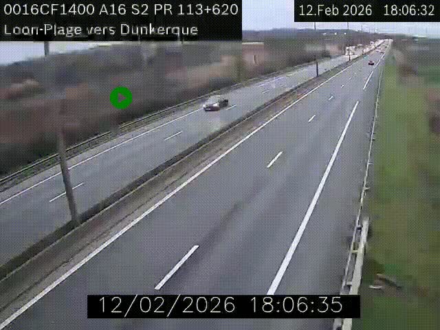 <h2>Webcam autoroute A16 à hauteur de Loon-Plage. Vue orientée vers Dunkerque et la Belgique.</h2>