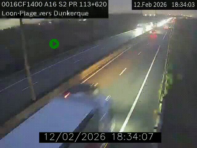 <h2>Webcam autoroute A16 à hauteur de Loon-Plage. Vue orientée vers Dunkerque et la Belgique.</h2>