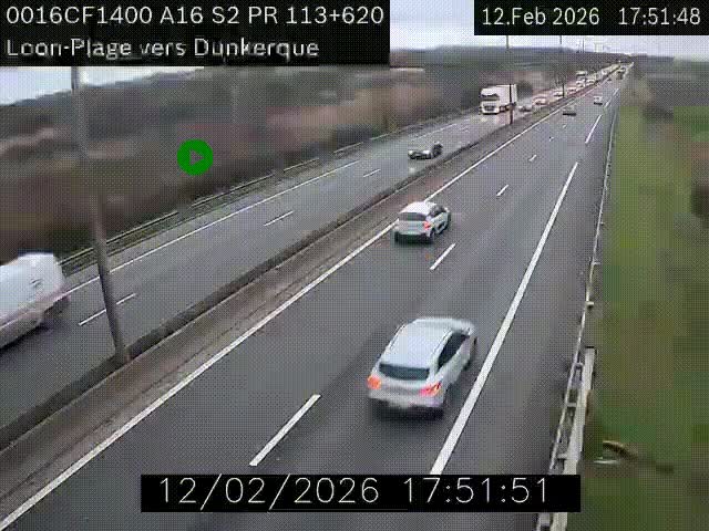 <h2>Webcam autoroute A16 à hauteur de Loon-Plage. Vue orientée vers Dunkerque et la Belgique.</h2>