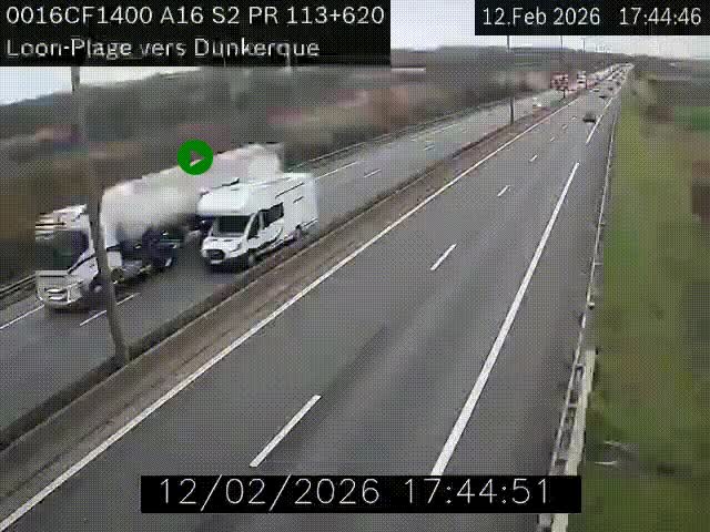 <h2>Webcam autoroute A16 à hauteur de Loon-Plage. Vue orientée vers Dunkerque et la Belgique.</h2>
