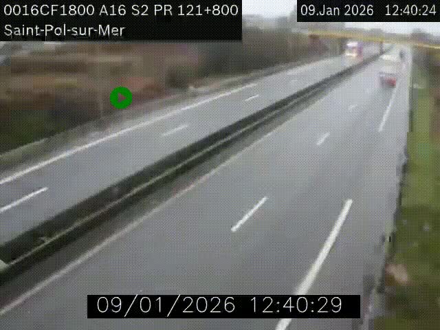 <h2>Webcam autoroute A16 à proximité de Dunkerque, à hauteur de la sortie Saint-Pol-sur-Mer. Vue orientée vers Calais</h2>