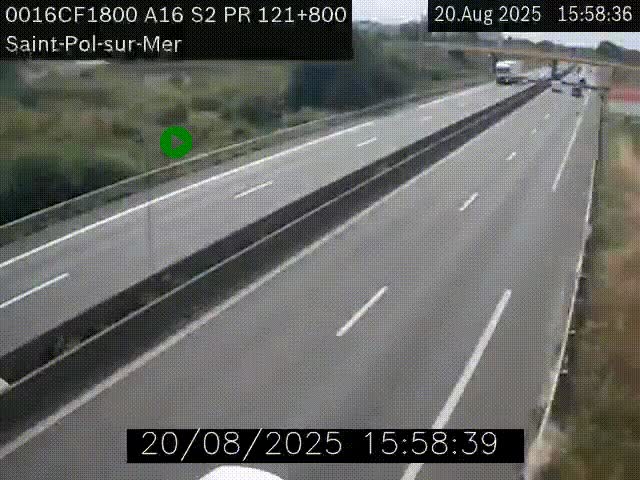 <h2>Webcam autoroute A16 à proximité de Dunkerque, à hauteur de la sortie Saint-Pol-sur-Mer. Vue orientée vers Calais</h2>