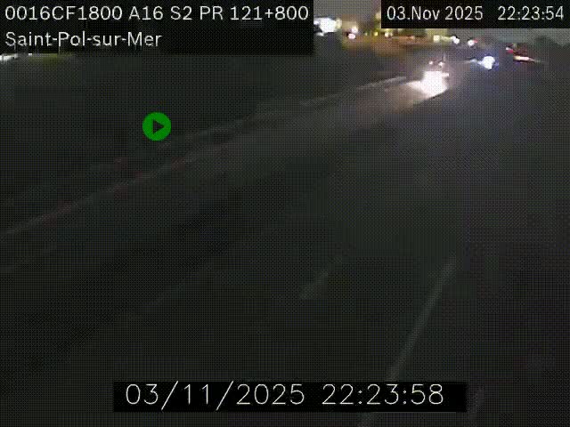 Webcam autoroute A16 à proximité de Dunkerque, à hauteur de la sortie Saint-Pol-sur-Mer. Vue orientée vers Calais