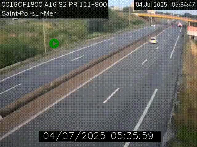 Webcam autoroute A16 à proximité de Dunkerque, à hauteur de la sortie Saint-Pol-sur-Mer. Vue orientée vers Calais