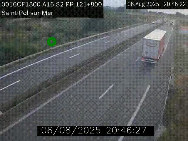 Webcam autoroute A16 à proximité de Dunkerque, à hauteur de la sortie Saint-Pol-sur-Mer. Vue orientée vers Calais