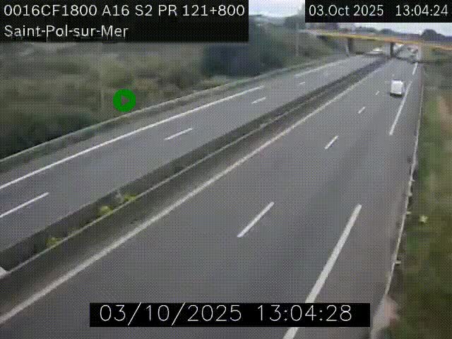 <h2>Webcam autoroute A16 à proximité de Dunkerque, à hauteur de la sortie Saint-Pol-sur-Mer. Vue orientée vers Calais</h2>