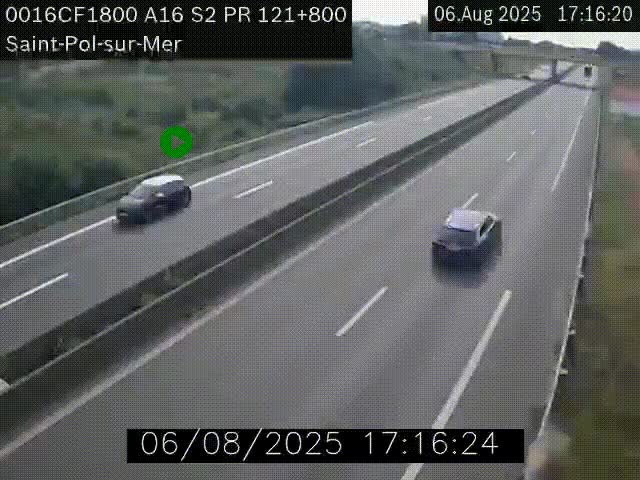 <h2>Webcam autoroute A16 à proximité de Dunkerque, à hauteur de la sortie Saint-Pol-sur-Mer. Vue orientée vers Calais</h2>